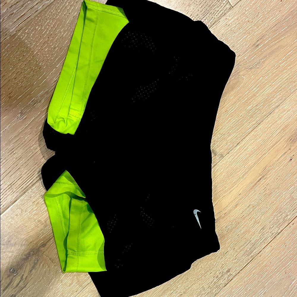 Nike dri fit Black Shorts with Neon Green